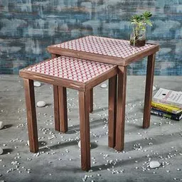 a tiny mistake Solid Wood Side Table in Red & White Finish-picture-17