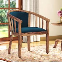 urban ladder Bella Lounge Chair in Night Blue Velvet Teak Colour-picture-11