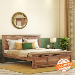 urban ladder Fidora Solid Wood Queen Size Non Storage Bed in Teak Finish-picture-8