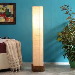 devansh Carman White Cotton Shade Floor Lamp-picture-43