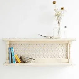woodenmood White Solid Wood Wall Shelf-picture-32
