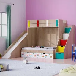 boingg! - a happy start Sleep N Engineered Wood Bunk Bed in Brown Colour-picture-8