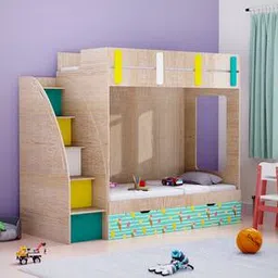 boingg! - a happy start Pinwheels Engineered Wood Bunk Bed in Brown Colour-picture-11