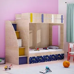 boingg! - a happy start Pinwheels Engineered Wood Bunk Bed in Brown Colour-picture-15
