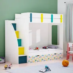 boingg! - a happy start Pinwheels Engineered Wood Bunk Bed in White Colour-picture-10