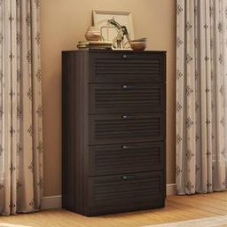 urban ladder Bennis Engineered Wood Chest of 5 Drawers in Dark Walnut Finish-picture-5