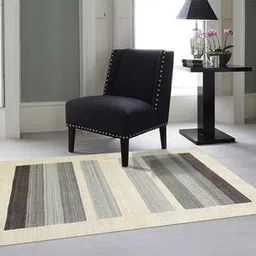 saraswati global Ivory Stripes Hand Woven Wool Carpet-picture-9
