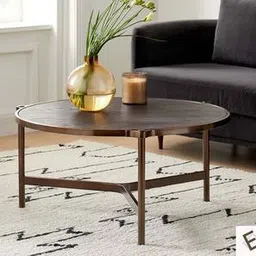 Round Engineered Wood Coffee Table in Powder Coating Finish-image-36