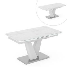 urban ladder Caribu Extendable Dining Table in White Marble High Gloss-picture-13