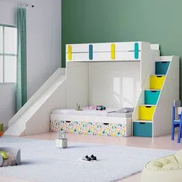 boingg! - a happy start Sleep N Engineered Wood Bunk Bed in White Colour-picture-32