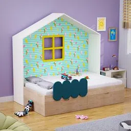 boingg! - a happy start Little Hut Engineered Wood Drawer storage Bed in White Colour-picture-30