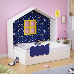 boingg! - a happy start Little Hut Engineered Wood Drawer storage Bed in White Colour-picture-34