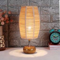 devansh Louise Beige Bamboo Shade Table Lamp with Natural Wooden Base-picture-18
