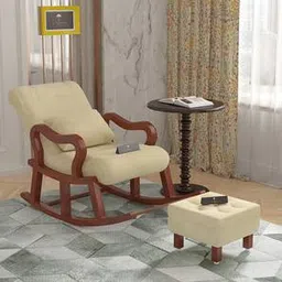 wooden twist Allson Lounge Chair in Beige Colour-picture-1