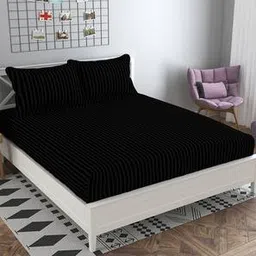 presto Black Solids 210 TC Cotton King Size Bedsheet-picture-49