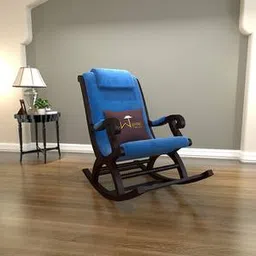 wooden twist Shaunah Lounge Chair in Blue Colour-picture-0