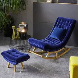 wooden twist Eldwin Lounge Chair in Blue Colour-picture-28