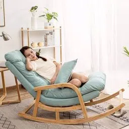 wooden twist Earle Lounge Chair in Blue Colour-picture-16
