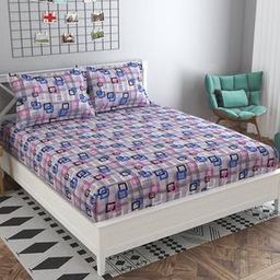 presto Blue Abstract 160 TC Cotton Double Size Bedsheet-picture-44