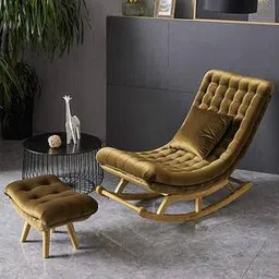 wooden twist Ashlei Lounge Chair in Gold Colour-picture-29