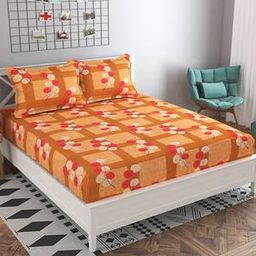 presto Gold Floral 160 TC Cotton Double Size Bedsheet-picture-28