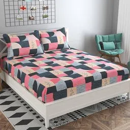 presto Multicolor Geometrics 160 TC Cotton Double Size Bedsheet-picture-2