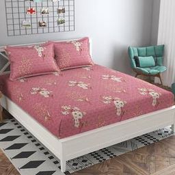 presto Pink Floral 160 TC Cotton Double Size Bedsheet-picture-17