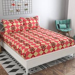 presto Pink Abstract 160 TC Cotton Double Size Bedsheet-picture-29