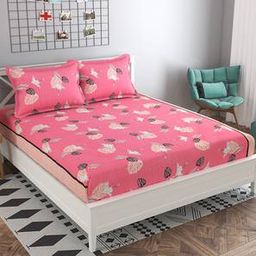 presto Pink Floral 160 TC Cotton Double Size Bedsheet-picture-2