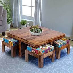 ikiriya Blane Square Solid Wood Coffee Table in Teak Finish-picture-18