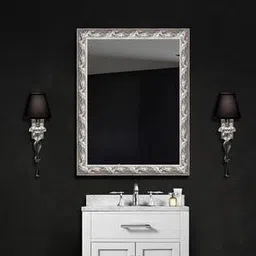 elegant arts and frames Silver Synthetic Wood Inches Bathroom Mirror-picture-19