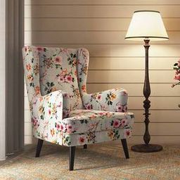 urban ladder Genoa Lounge Chair in Peach Floral Velvet Colour-picture-10