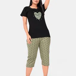 SWEET MOON Graphic Printed Round Neck Short Sleeves T-Shirt With Capri-image-91