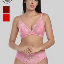 StyFun Women Pack Of 3 Floral Printed Lingerie Set S_Safal_Set_Packof3_B-image-34