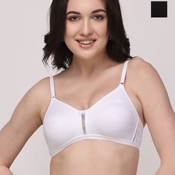 Floret White & Black Solid Pack Of 2 Non-Wired T-shirt Bra Katrina_White-Black_40B-picture-13