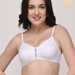 Floret White & Beige Solid Pack Of 2 Non-Wired T-shirt Bra Katrina_White-Skin_40B-21