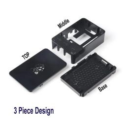 Raspberry Pi 4 ABS Case with Air Vents, Logo Top Screwless Modular Design with Readouts, Ports Access - RS2449Raspberry Pi 4 ABS Case with Air Vents, Logo Top Screwless Modular Design with Readouts, Ports Access - RS2449 image 3