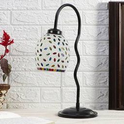 devansh Multicolor Mosaic Glass Zig Zag Curvy Table lamp with Iron Base-picture-7