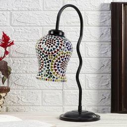 devansh Multicolor Mosaic Glass Zig Zag Curvy Table lamp with Iron Base-picture-39