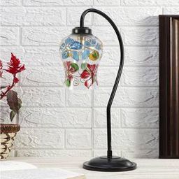 devansh Multicolor Mosaic Glass Curvy Table lamp with Iron Base-picture-4