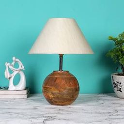 devansh off-white cotton with Natural Wood Table Lamp-picture-19