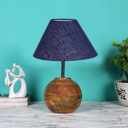 devansh Blue Jute with Natural Wood Table Lamp-picture-21