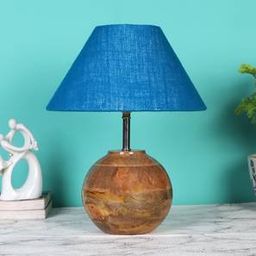 devansh Turquoise Jute with Natural Wood Table Lamp-picture-27