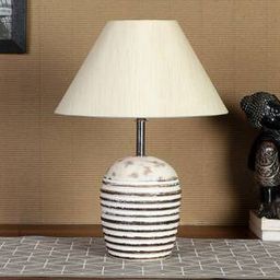 devansh off-white cotton with White Brushed Wood Table Lamp-picture-32