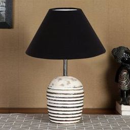 devansh Black cotton with White Brushed Wood Table Lamp-picture-35