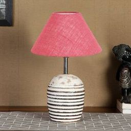 devansh Pink Jute with White Brushed Wood Table Lamp-picture-26