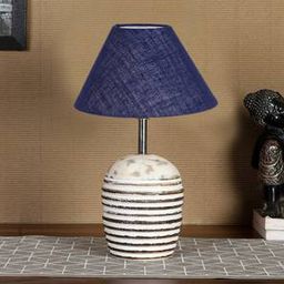devansh Blue Jute with White Brushed Wood Table Lamp-picture-24