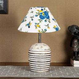 devansh Multicolor cotton with White Brushed Wood Table Lamp -1-picture-25