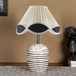 devansh Vintage cotton Multicolor with White Brushed Wood Table Lamp-picture-28