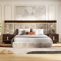 urban ladder Aurelia King Size Non Storage Bed With 2 Bedside Tables In Walnut Finish-picture-36